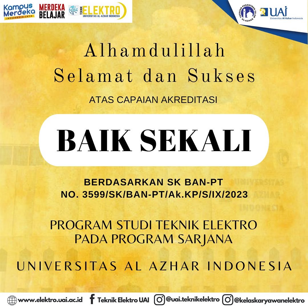 Program Studi Teknik Elektro Universitas Al Azhar Indonesia Raih Akreditasi “BAIK SEKALI” dari BAN-PT